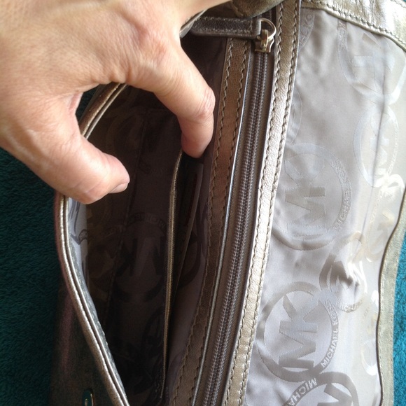 Bronze Metallic clutch with silver chain accent - Picture 7 of 9